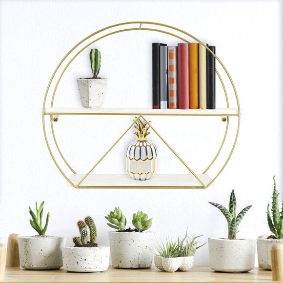 ENCHANTE Abstract Gold Wire XL Wall Shelf
